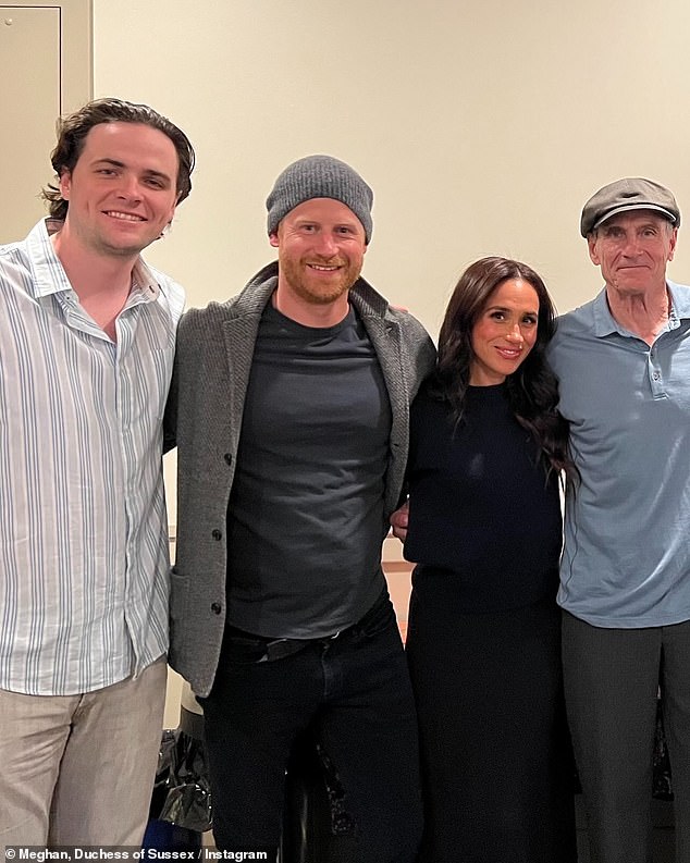 Meghan Markle, 43, and Prince Harry, 40, continued their musical outings this week, as they attended a James Taylor (R) concert in Santa Barbara on Wednesday
