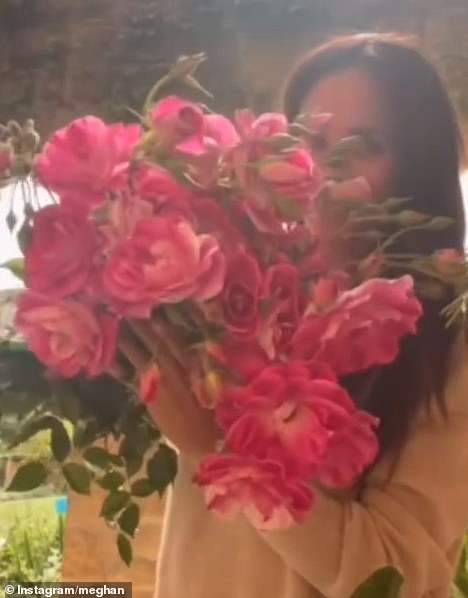 In a montage posted to her Instagram page, the Duchess of Sussex , 43, put together a bouquet of bright fuchsia roses to LL Cool J's hit 90s track Doin' It