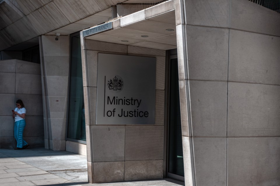 Ministry of Justice building entrance in London.