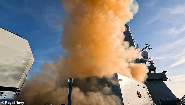 In a burst of fire and smoke, Type 45 destroyer HMS Dragon launched a specially-modified Sea Viper missile at an incoming high-speed target which was emulating advanced threats similar to those seen globally today