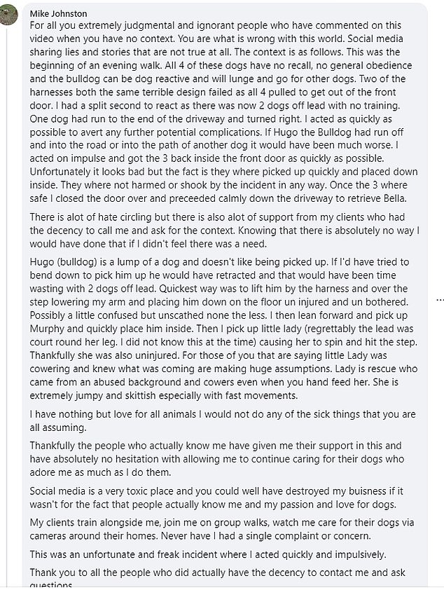Mr Johnston appeared to hit back at the video on Facebook, saying that 'social media is sharing lies' and 'stories that are not true at all'