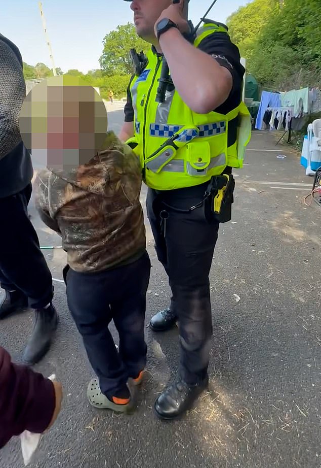 Cumbria Police later said in a statement they had been handcuffed 'for their and officers safety while the searches were completed'