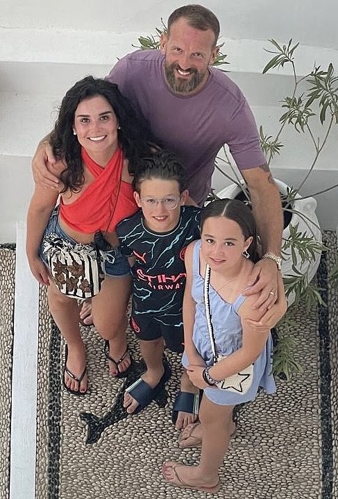 Hannah Quigley pictured with her husband Stewart, and her children, Lola, 14, and, Leo, 11