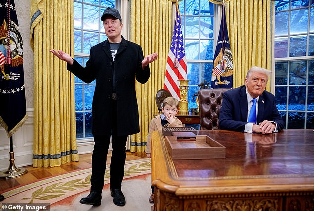 Musk brought his son X along to the Oval Office for a press conference about DOGE's activities