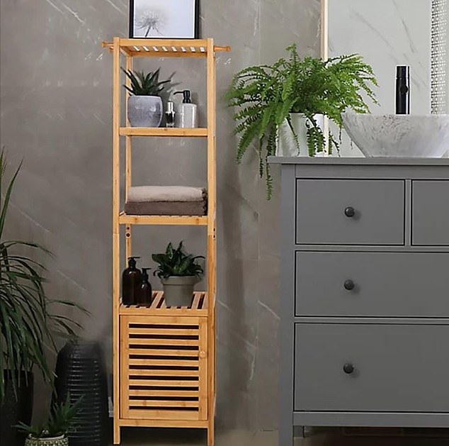 The 140cm x 33cm flatback bamboo unit appeared on the company website decorated with toiletries and attractive-looking plants
