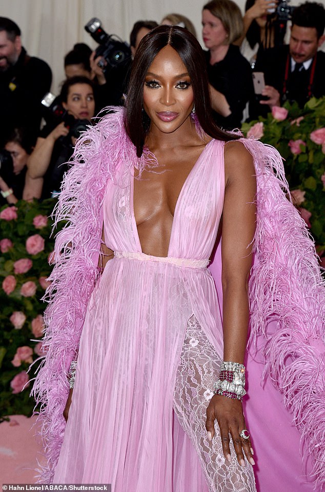 Naomi Campbell has reportedly been banned from attending the iconic Met Gala on Monday night amid her feud with Vogue editor-in-chief Anna Wintour; pictured 2019