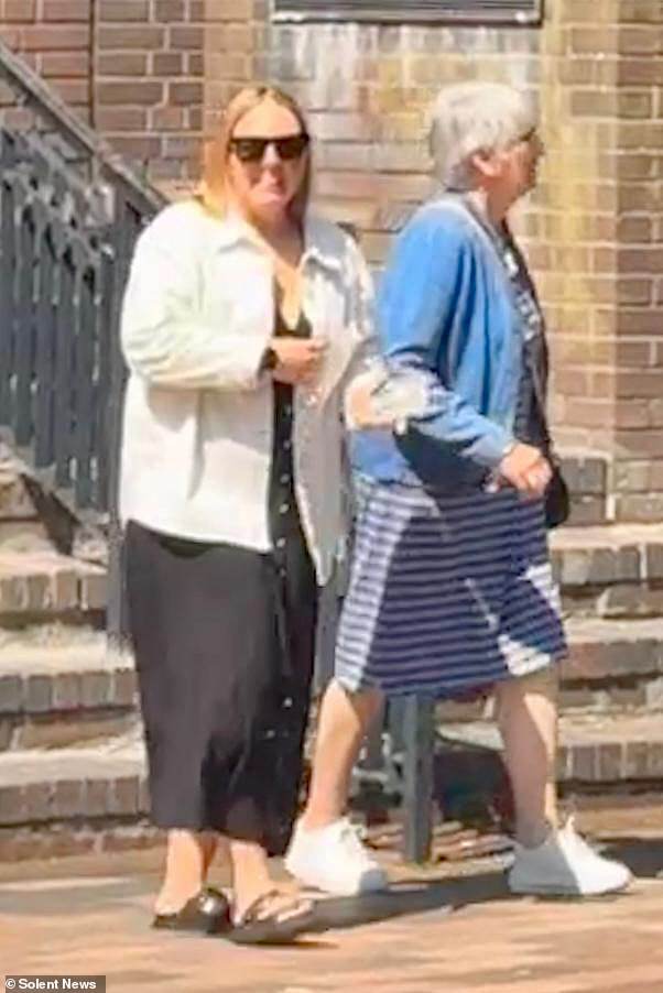 Pictured: Abigail Beckett (left) outside Portsmouth Crown Court. Neighbours described hearing 'very loud banging and noise' throughout the day and into the early hours of the morning