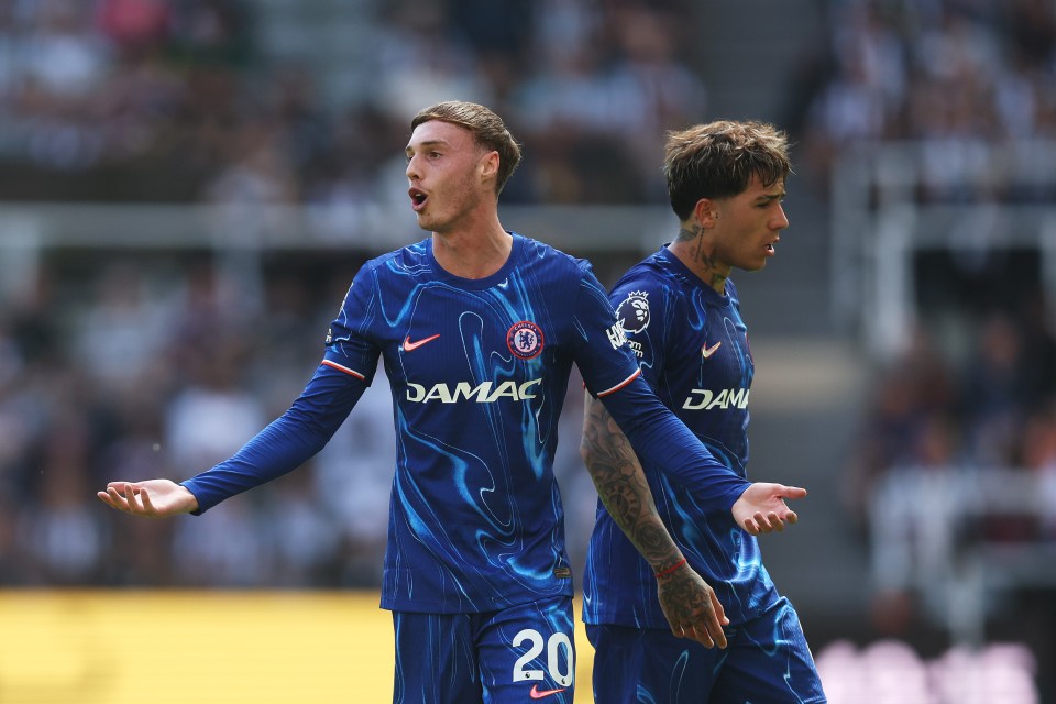 Cole Palmer of Chelsea reacting during a Premier League match.