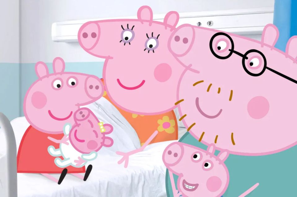 An image collage containing 1 images, Image 1 shows Illustration of the Peppa Pig family welcoming their new baby