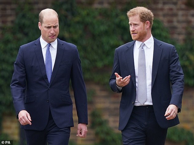 Prince William (left) and Prince Harry (right) at Kensington Palace in London in July 2021