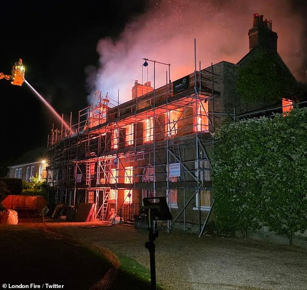 Fire crews are working to extinguish a blaze on Hadley Green Road, Barnet