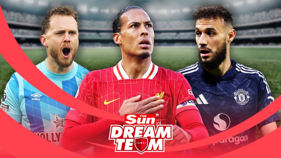 Illustration of three soccer players, part of a Dream Team.