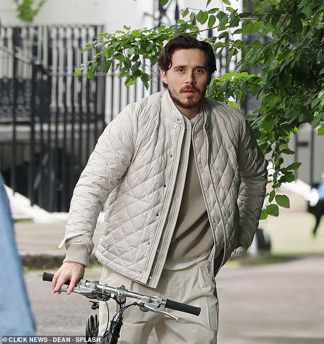 Brooklyn Beckham was in London yesterday, posing for a modelling campaign with fashion company Moncler