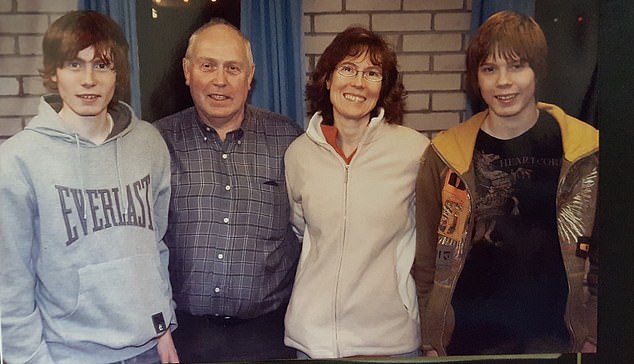 Mr Lakeman, of Port Saint Mary, Isle of Man, told MailOnline: 'They said it was both of them. It's indescribable really. I can't really put it into words'. Pictured: Jacques, left, and Torin, right, with their parents, centre, when they were awarded certificates at a public speaking competition