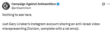 The charity Campaign Against Antisemitism has been among critics of the latest video shared