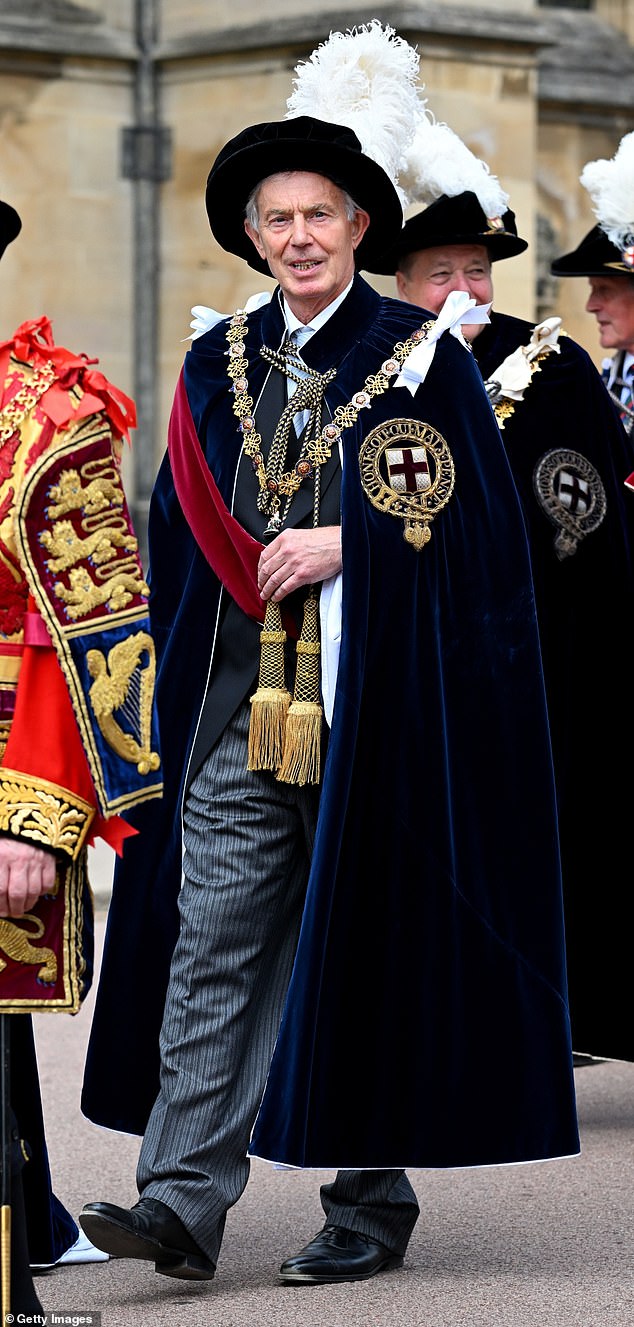 Sir Anthony Blair wears full Knight of the Garter regalia in 2013