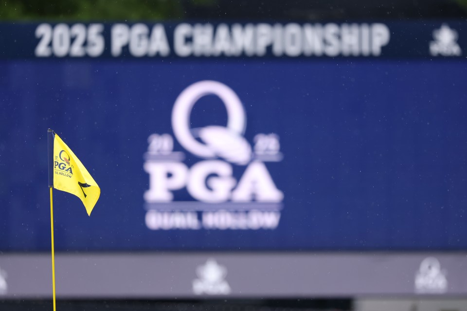CHARLOTTE, NORTH CAROLINA - MAY 12: A general view of the pin flag on the 2nd green prior to the PGA Championship at Quail Hollow Country Club on May 12, 2025 in Charlotte, North Carolina. (Photo by Warren Little/Getty Images)