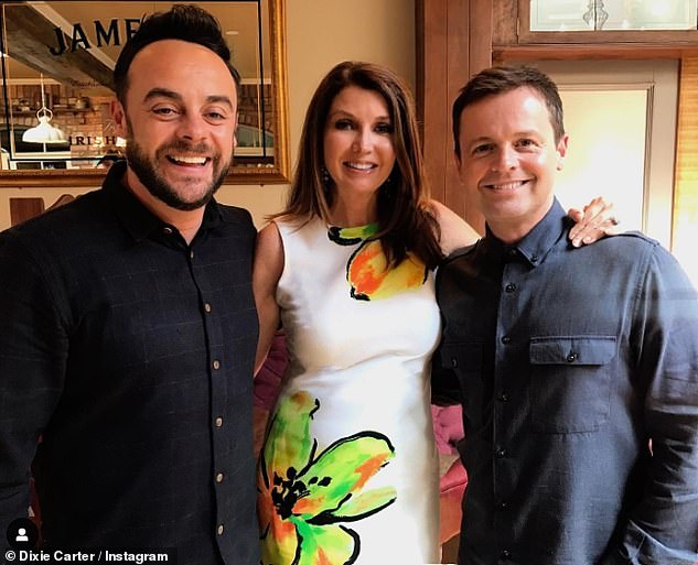 Ant and Dec fans were left shocked when they discovered who Declan Donnelly 's famous cousin is (Ant McPartlin, Dixie Carter and Declan Donnelly pictured L-R in 2019)