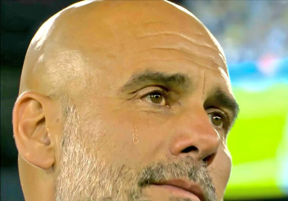 Close-up of a man crying.