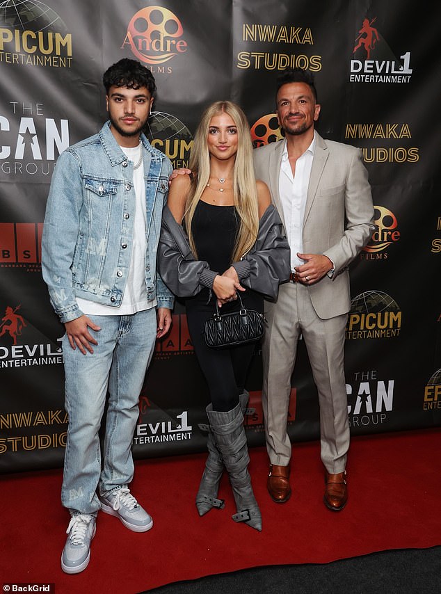Peter Andre was supported by his children Princess and Junior as they attended a special screening of Jafaican in London on Tuesday