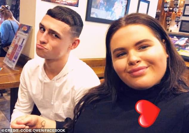 Manchester City star Phil Foden (left) has been left distraught after his cousin Codie Owen's (right) house went up in flames in the middle of the night
