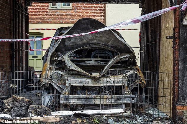 The Ford Ka (pictured) car was completely destroyed by the fire