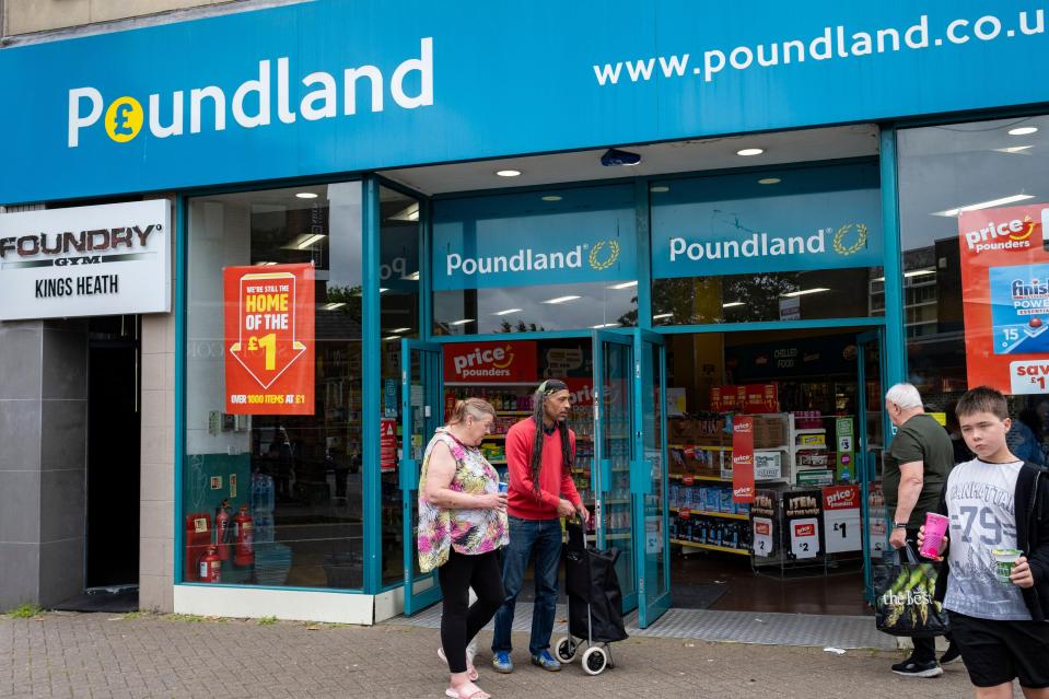 Shoppers outside a Poundland store in Birmingham.