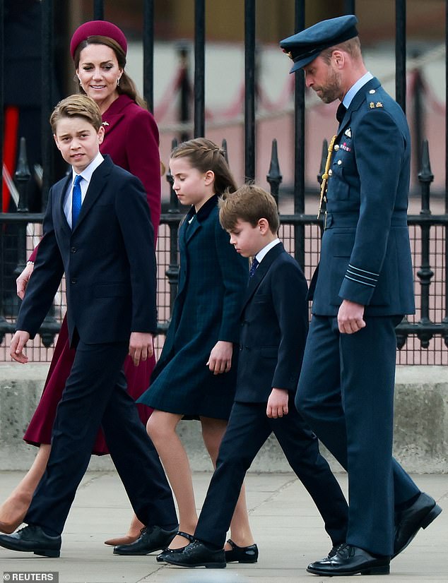 Prince George was snapped looking every inch the sweet older brother as he attended a VE Day commemoration event in London today