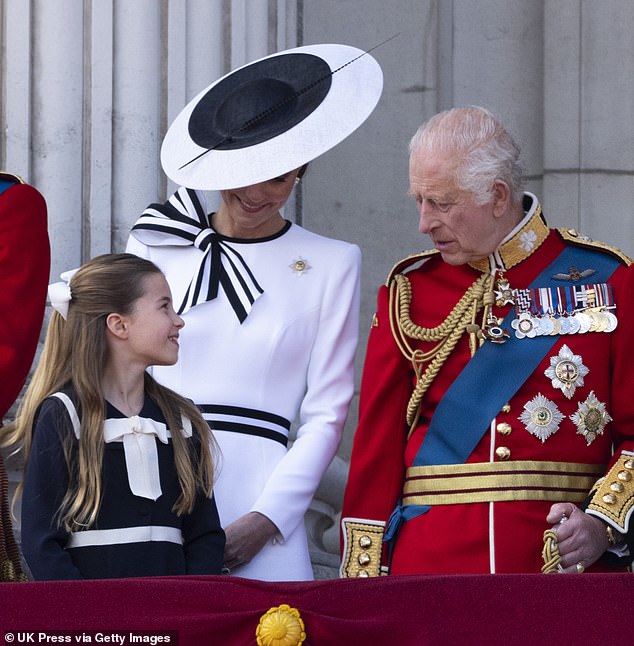 The King has a 'very nice relationship' with his granddaughter Princess Charlotte (pictured alongside the Princess of Wales in London in 2024), a royal expert has suggested