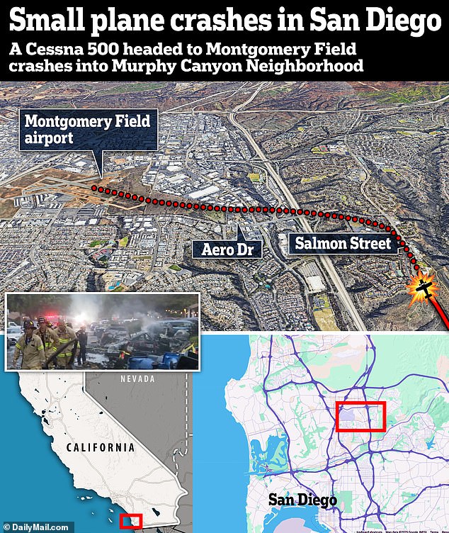 Shapiro's 1985 Cessna 550 Citation went down around 3.45am local time, striking the Murphy Canyon neighborhood