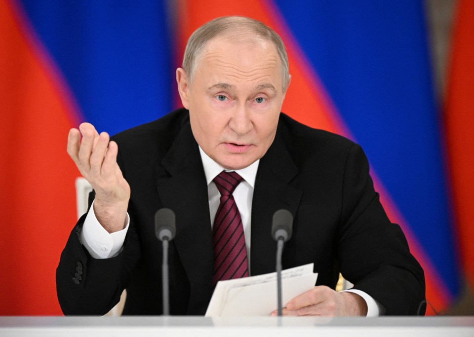 Vladimir Putin giving a statement to the media.
