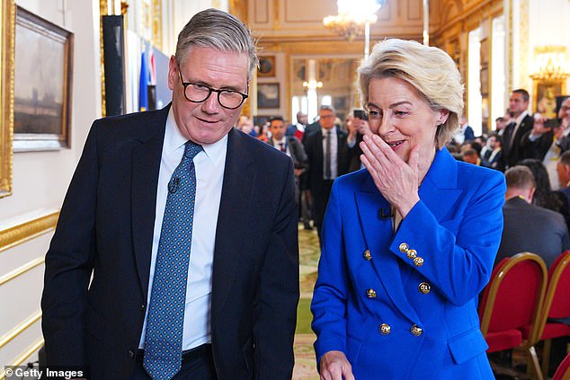 Sir Keir Starmer with President of the European Commission Ursula von der Leyen at the UK-EU summit at Lancaster House on May 19