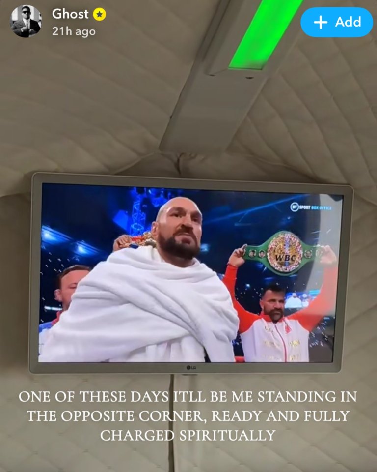Tyson Fury on a TV screen.