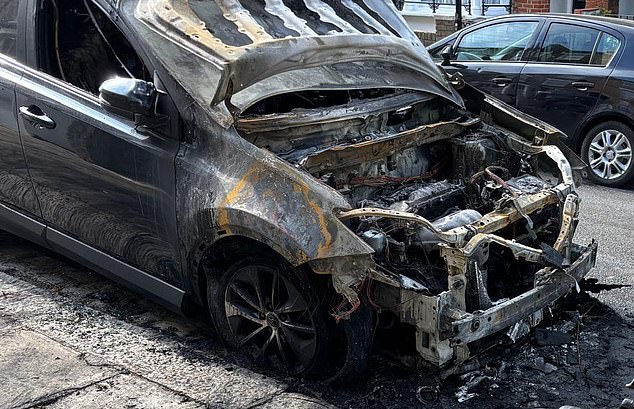 The torched remains of the 4x4 after the fire last week