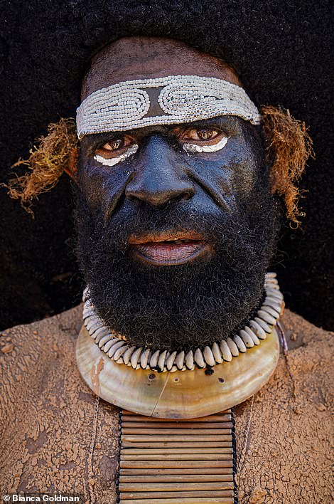 Photographer Bianca Goldman took this powerful image of a member of the Suli Muli tribe in Papua New Guinea. She says she was driven to take the photo as 'part of a personal journey to capture the textures, expressions, and the stillness of time in this community'