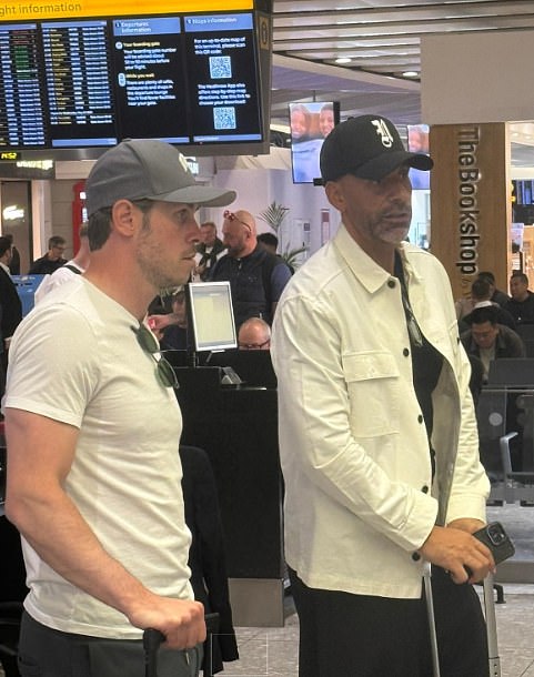 Gareth Bale and Rio Ferdinand were spotted slumming it on a budget flight to Bilbao on Tuesday