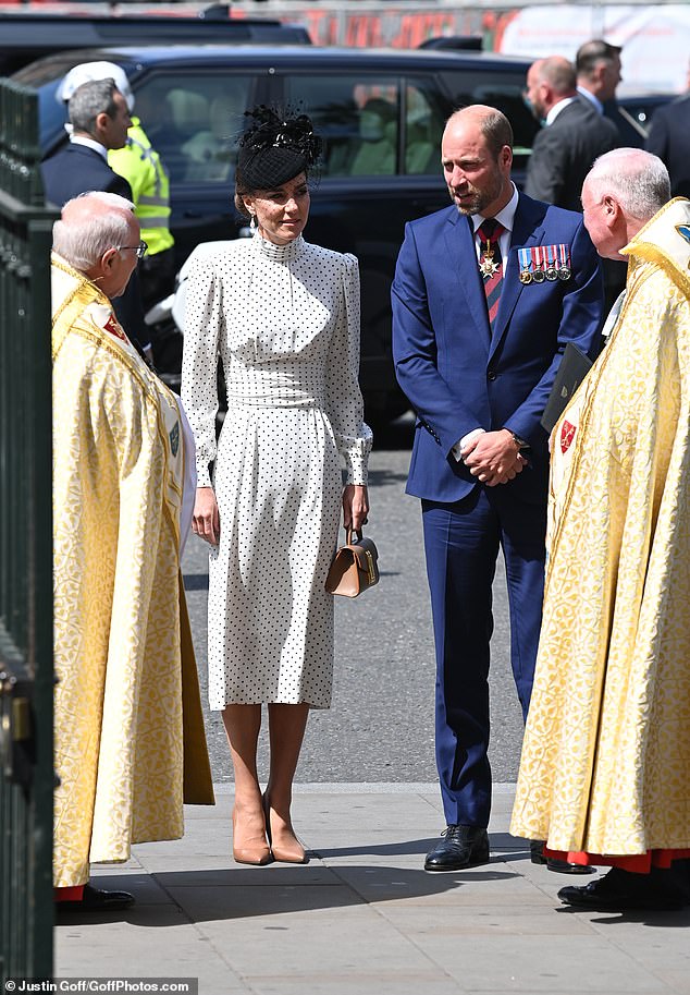 The Prince and Princess of Wales arrive at Westminster Abbey for the service today