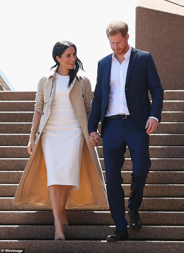 The Duke and Duchess of Sussex at the Sydney Opera House during their royal tour of Australia in 2018