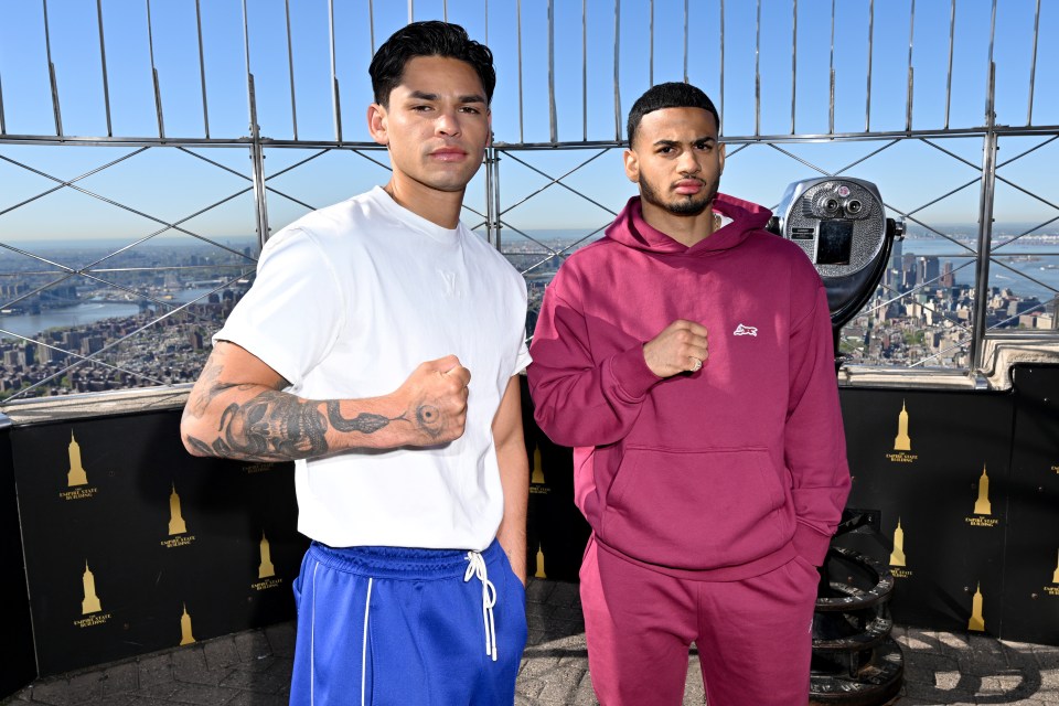 Ryan Garcia and Rolando Romero at a boxing event press appearance.
