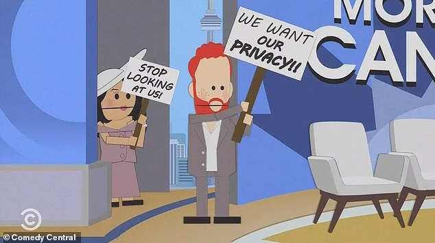 The prince and princess on a South Park episode poking fun at them
