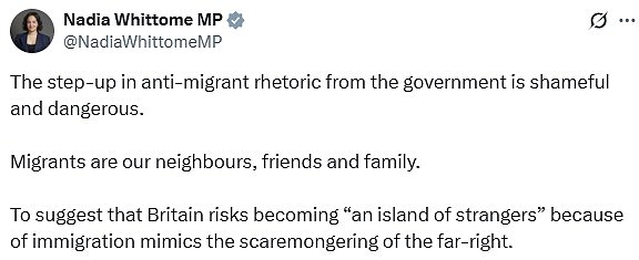 Labour's Nadia Whittome swiped that Sir Keir was trying to 'ape Reform'