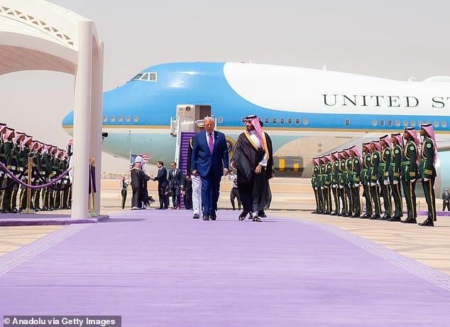 Saudi Crown Prince Mohammed bin Salman Al Saud welcomed Donald Trump as the president stepped off of Air Force One