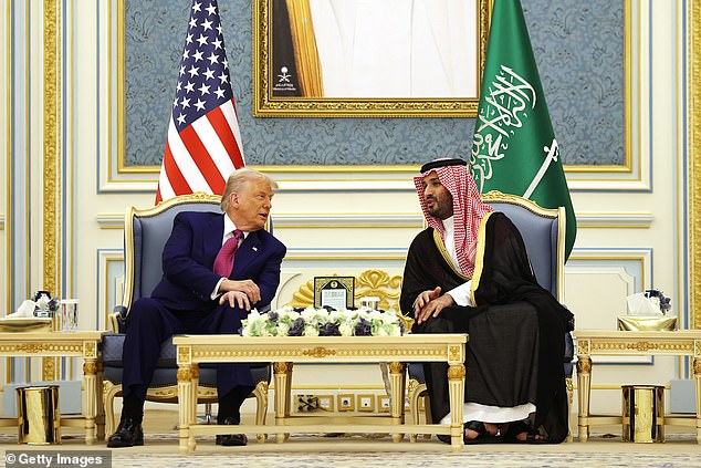 President Donald Trump chatted amiably with Saudi Crown Prince Mohammed bin Salman