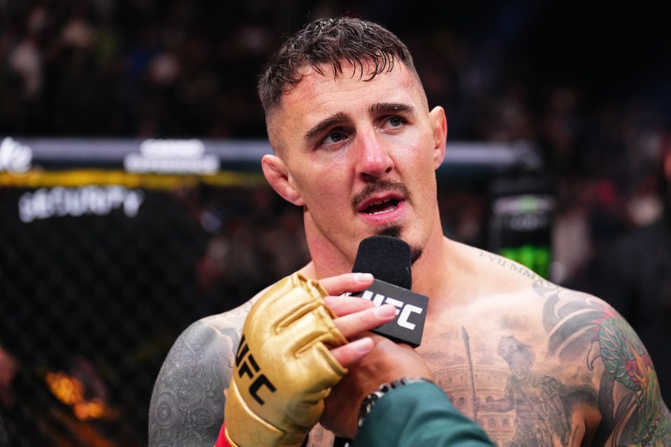 Tom Aspinall being interviewed after a UFC knockout victory.
