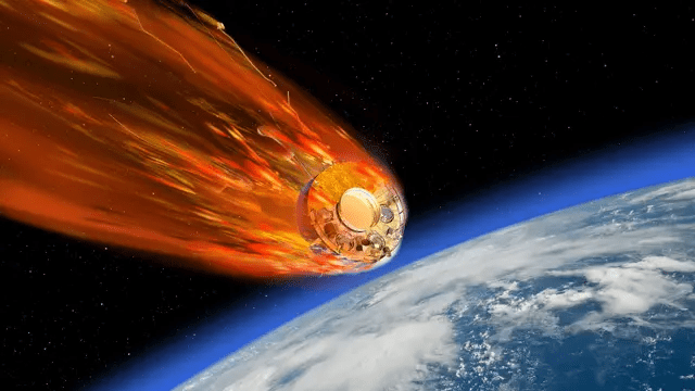 Illustration of a Soviet Venus lander burning up in Earth's atmosphere.