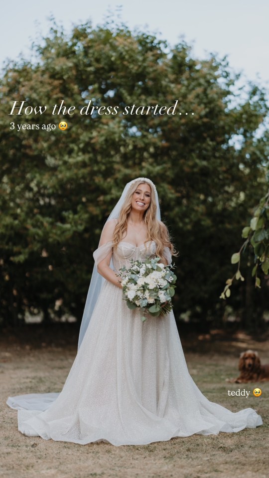 Bride in wedding dress three years ago.