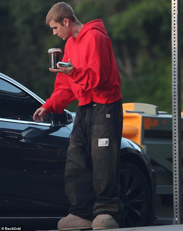 Amid the turmoil, Justin appeared drawn and downcast as he stepped out in Los Angeles this Friday for a coffee with his old friend Harry Hudson
