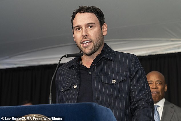 An insider told MailOnline: ¿Contrary to a previous false report, there was no outside party who ¿encouraged¿ this sale. 'All rightful credit for this opportunity should go to the partners at Shamrock Capital and Taylor¿s Nashville-based management team only. Taylor now owns all of her music, and this moment finally happened in spite of Scooter Braun, not because of him' - Braun pictured 2024