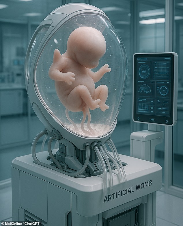 Researchers have made advances in creating synthetic embryos from collections of cells. This could enable the creation of artificial species or even synthetic humans. Pictured: AI-generated Impression