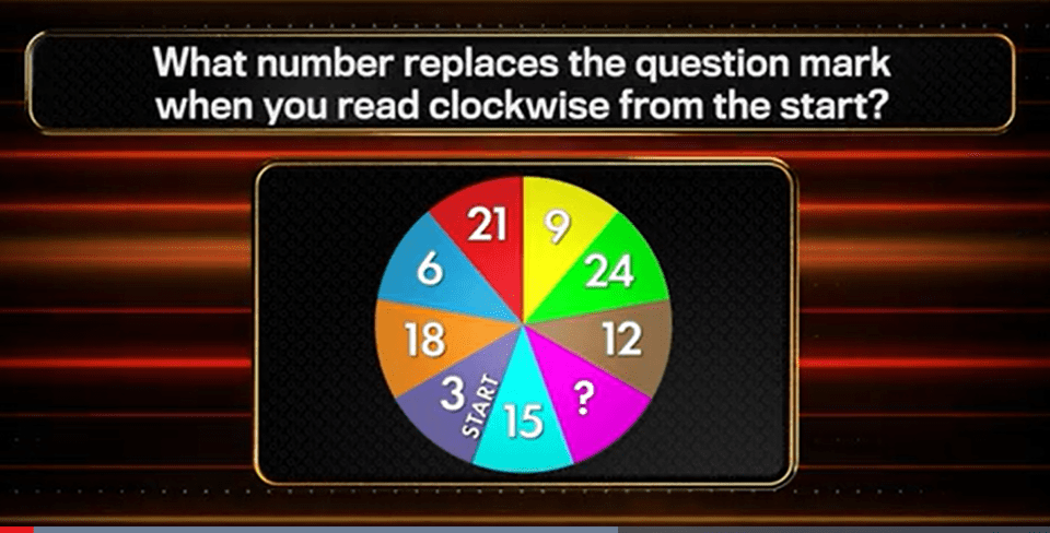 Clockwise number puzzle with a missing number.
